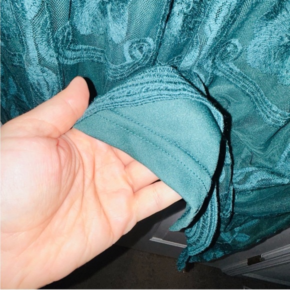 NWT Bella Boutique Emerald Green Lace Mini Dress Tunic V Neck XL Plus - Picture 7 of 10